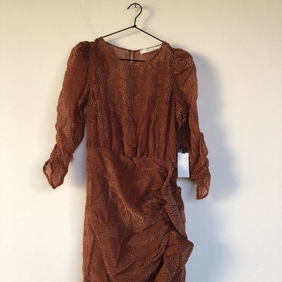 ASTR the Label Samara Dress Ginger Brown Ruffle Party Cocktail XS NWOT $148 - Picture 5 of 8